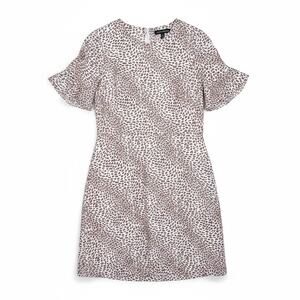 Banana Republic Women's 4 Leopard Print Ruffle Bell Sleeve A-Line Dress Summer